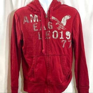 American Eagle Hoodie Red Logo Sweatshirt Small